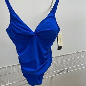 Gottex Cobalt Blue One-Piece Swimsuit Size 16 NWT | Ruched Tummy Control